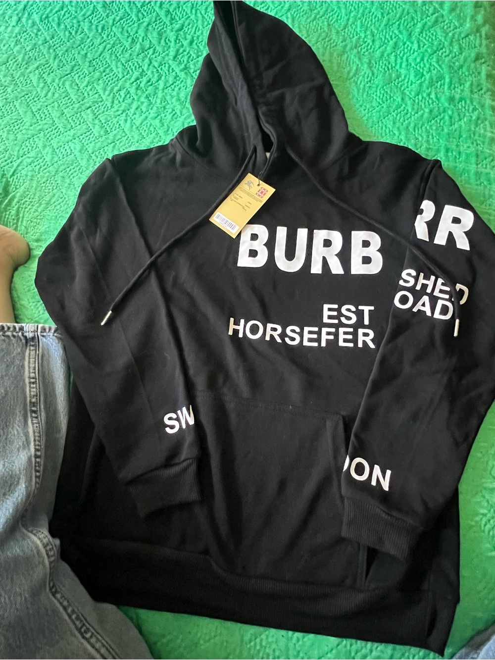 Burberry Black Hoodie with White Logo Text